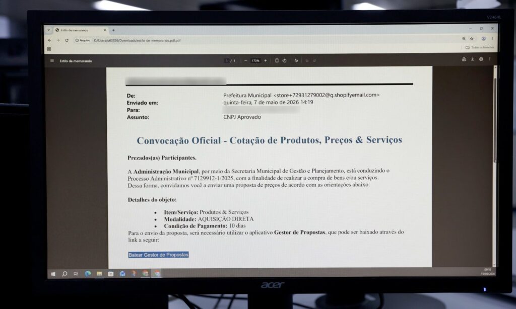 Prefeitura de Joinville alerta empresas sobre tentativa de golpe com e-mails falsos