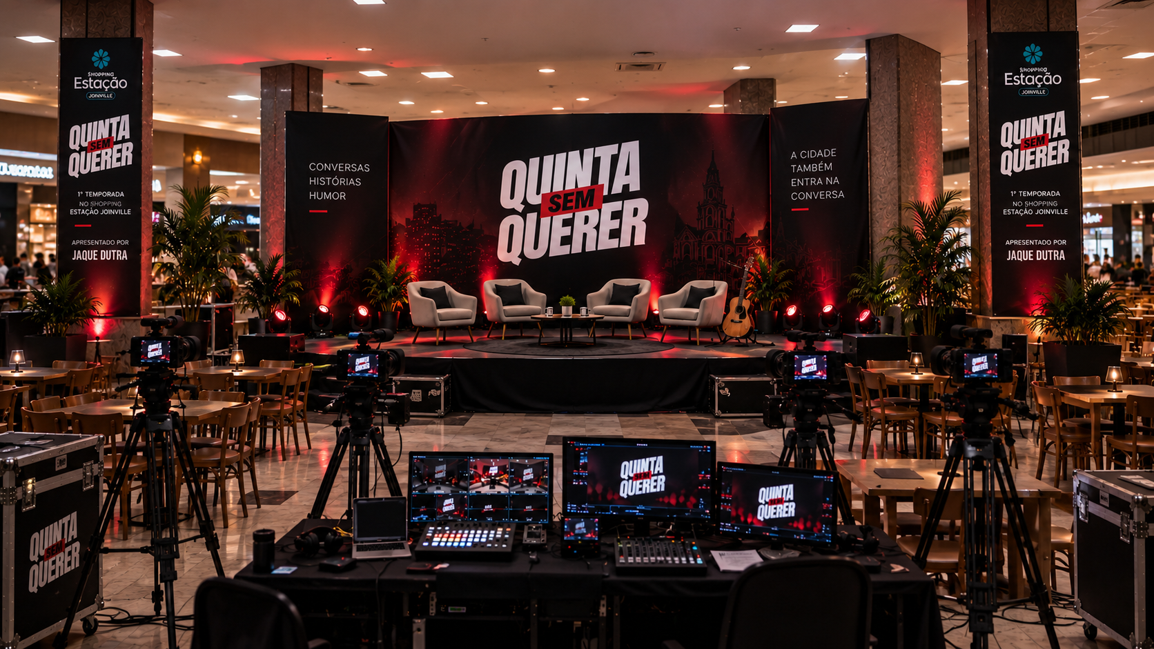 Palco e mesa de produção
