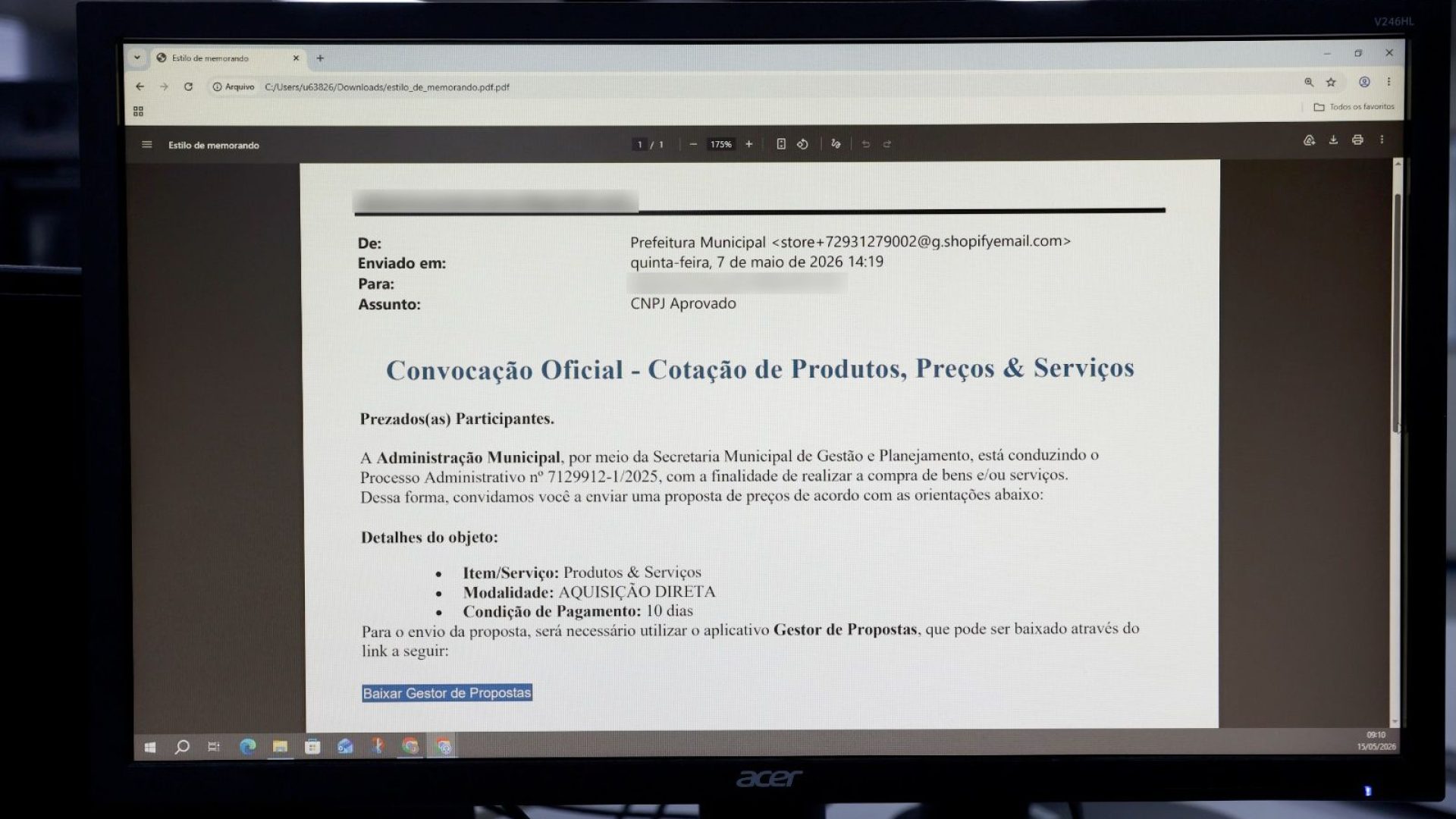 Prefeitura de Joinville alerta empresas sobre tentativa de golpe com e-mails falsos