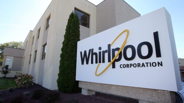 FILE PHOTO: The administrative entrance at the Whirlpool plant in Clyde, Ohio, U.S. October 3, 2017.  REUTERS/Aaron Josefczyk